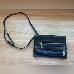 Rebecca Minkoff Black 100% Leather Crossbody Bag Moto Flap Zip Front Purse 9x6